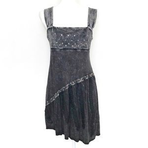 Frizzy Lizzy Distressed Soft Boho Grey Dress